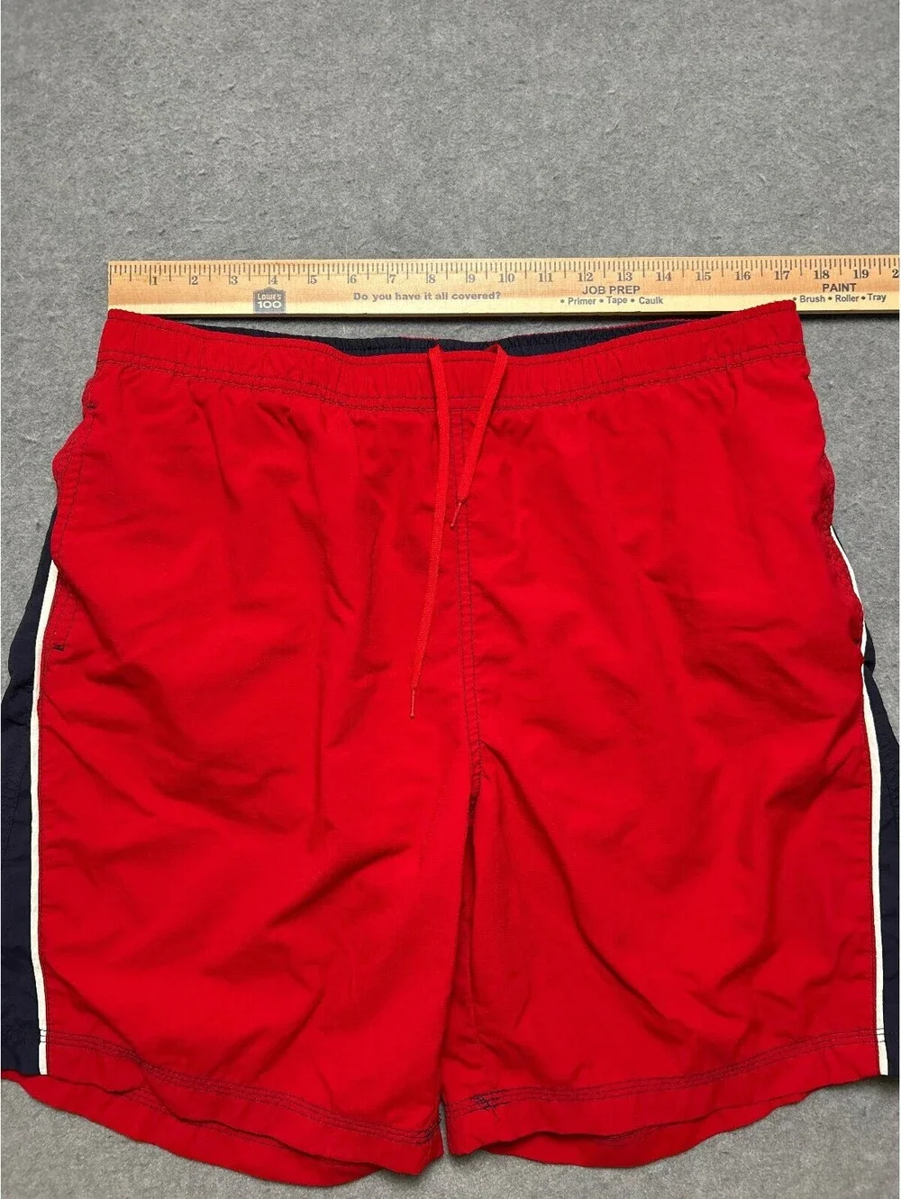 Eddie Bauer Mens Large Red Swim Trunks Mesh Lined Elastic Waist Beach Shorts